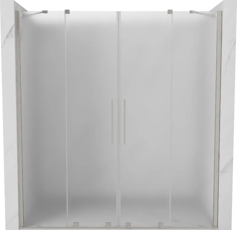 Mexen Velar Duo, posuvné sprchové dvere do otvoru 180 cm, 8mm sklo námraza, brúsená oceľ, 871-180-000-32-97
