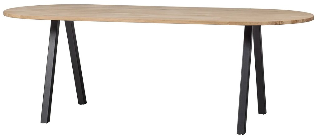 Oválny jedálenský stôl tablo 220 x 90 cm nohy do tvaru v dubový MUZZA