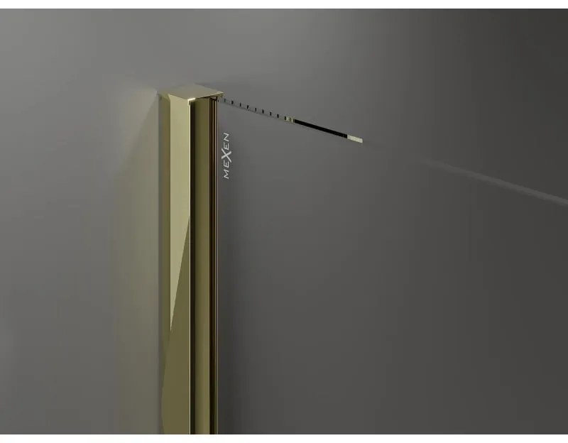 Mexen Velar, sprchový kút s posuvnými dverami 130 x 70 cm, 8mm šedé sklo, zlatá lesklá, 871-130-070-41-50