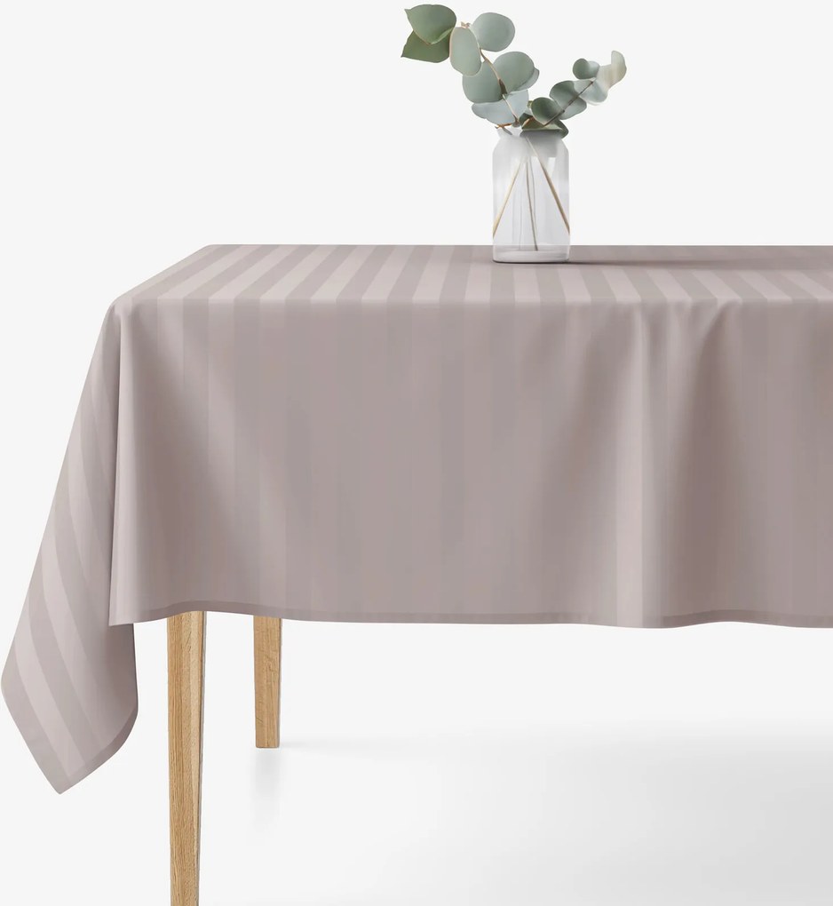 Goldea hranatý damaškový obrus - sivohnedé prúžky so saténovým leskom 140 x 220 cm