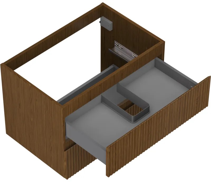 Mexen Rivel, kúpeľňová skrinka pod umývadlo 70 cm, 2 zásuvky, drážkovaná, orech, 91A20-07047-2-BFF86