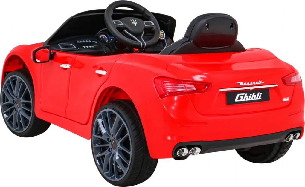 Ramiz Maserati Ghibli batéria pre deti Červená + diaľkové ovládanie + pomalý štart + EVA + MP3 USB + LED