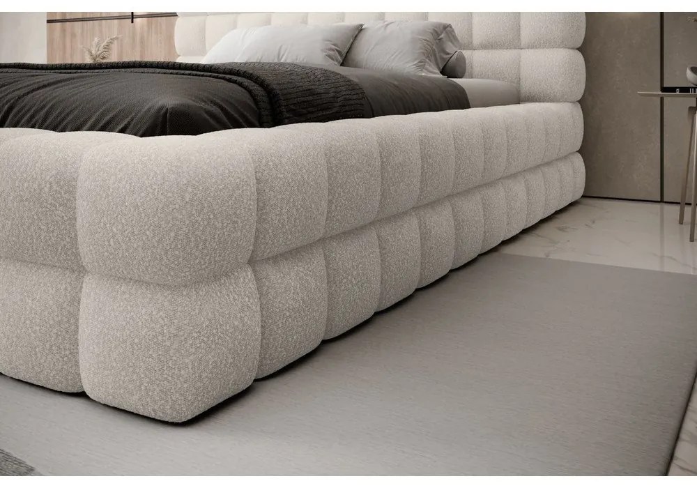 Biela čalúnená dvojlôžková posteľ s úložným priestorom s roštom 180x200 cm Dizzle – ELTAP