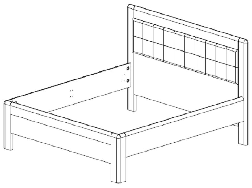 BMB ADRIANA STAR - masívna dubová posteľ s čalúneným čelom 180 x 200 cm, dub masív + čalúnené čelo