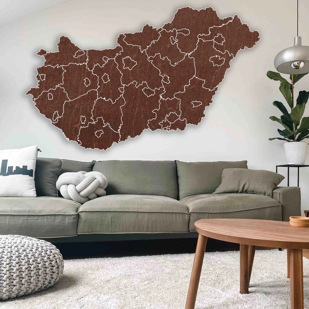Drevená nástenná mapa Maďarsko - 40 dielikov | SENTOP M005: Prírodná preglejka - Topoľ natural 46 x 80 cm 4183-65721 M005