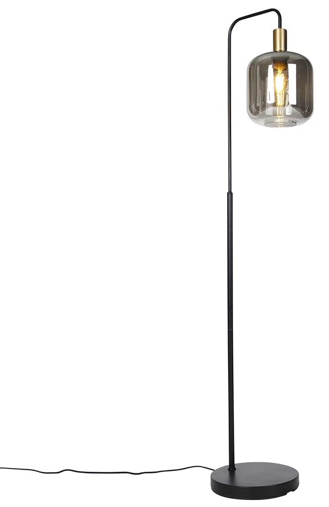 Inteligentná stojaca lampa čierna so zlatým a dymovým sklom vrátane WiFi A60 - Zuzanna