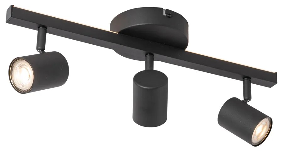 Čierne stropné bodové svetlo GU10 50 mm 3-svetlo vrátane podsvietenia - Back Up