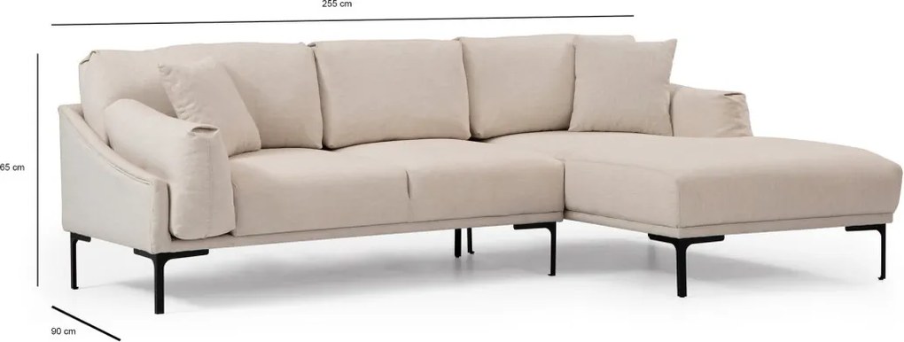 Rohová sedací souprava Leo 255 cm krémová pravá