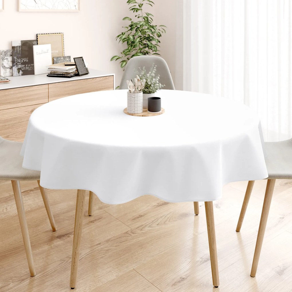 Goldea okrúhly obrus 100% bavlnené plátno - biely Ø 120 cm