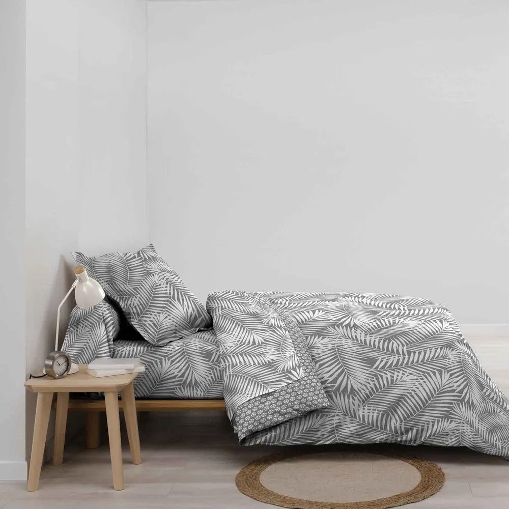 Sivá bavlnená obliečka na perinu na jednolôžko 140x200 cm Botania – douceur d'intérieur