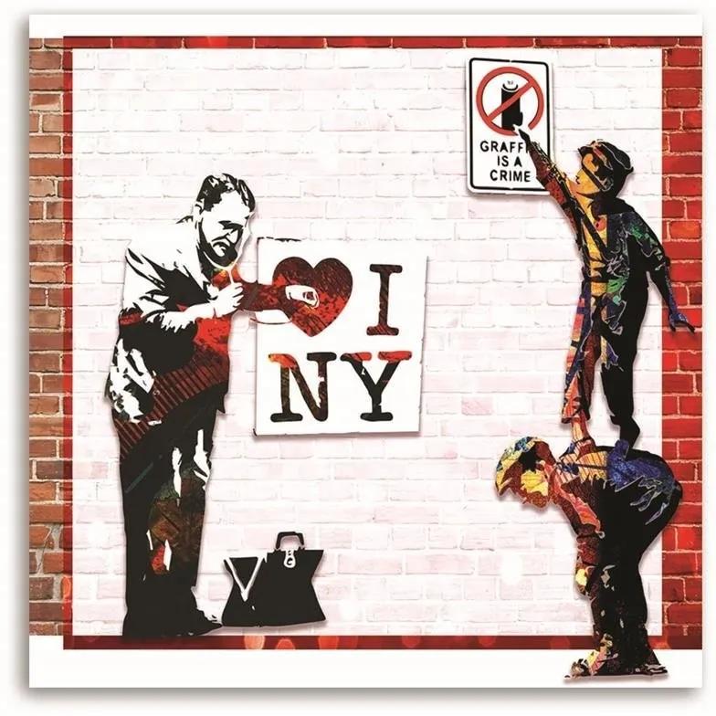 Obraz na plátně Banksy - Miluji New York - 30x30 cm