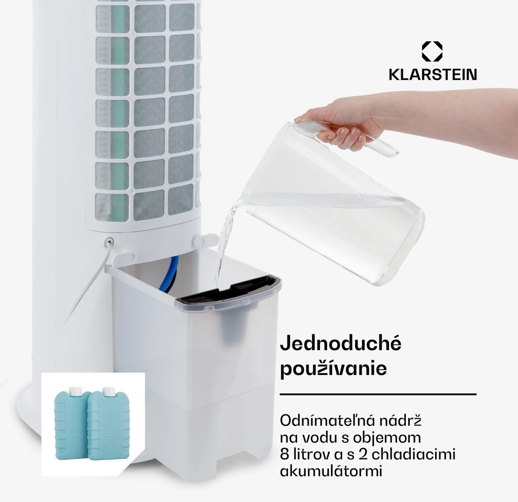 Klarstein Skytower Grand Smart, ochladzovač vzduchu, 80 W, 480 m³/h, 8 l, mobilný