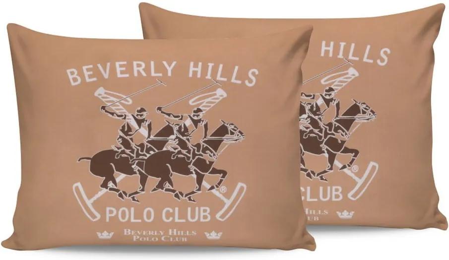 Sada 2 hnedých bavlnených obliečok na vankúše Beverly Hills Polo Club Marro, 50 × 70 cm