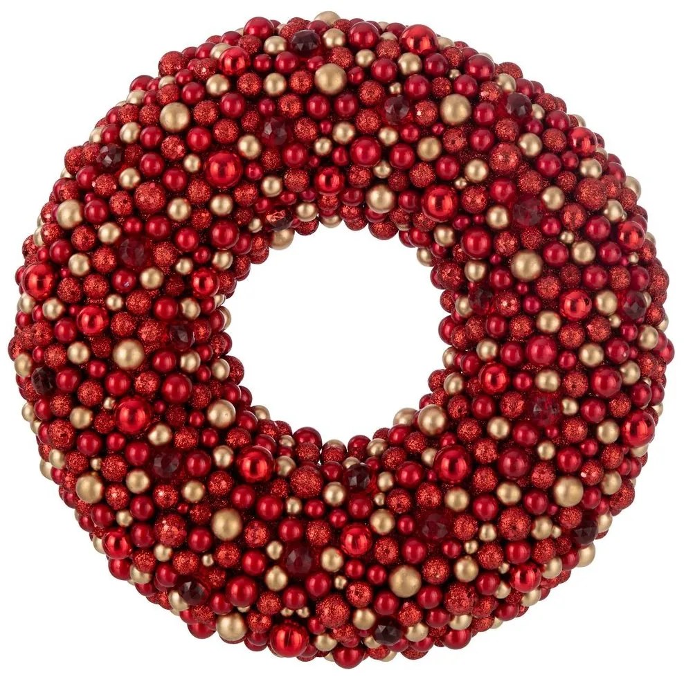 Červeno-zlatý dekoratívny veniec z malých ozdôb Balls - 50*9*50cm