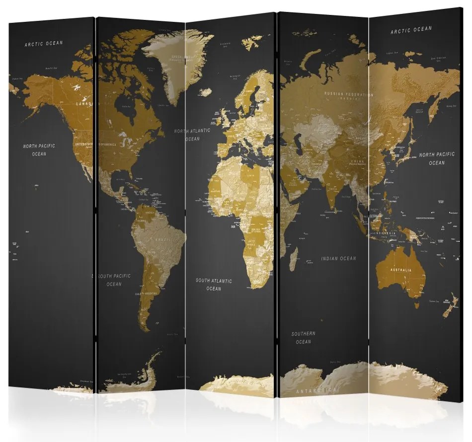 Artgeist Paraván - Room divider - World map on dark background