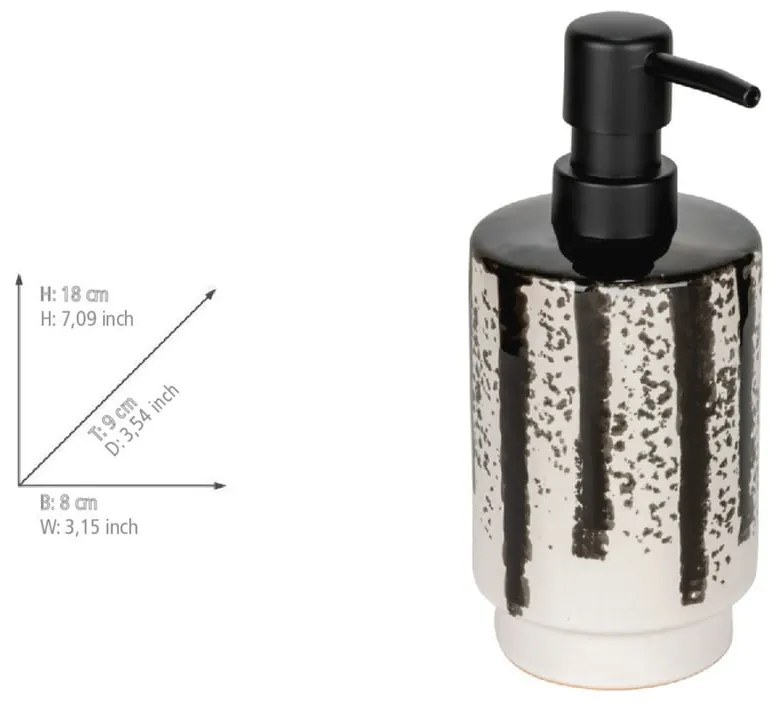 Čierno-biely keramický dávkovač mydla 340 ml Subiza – Wenko