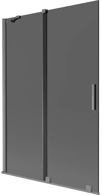 Mexen Velar, 2-krídlová posuvná vaňová zástena 120 x 150 cm, 8mm šedé sklo, grafit brúsený, 896-120-000-41-66