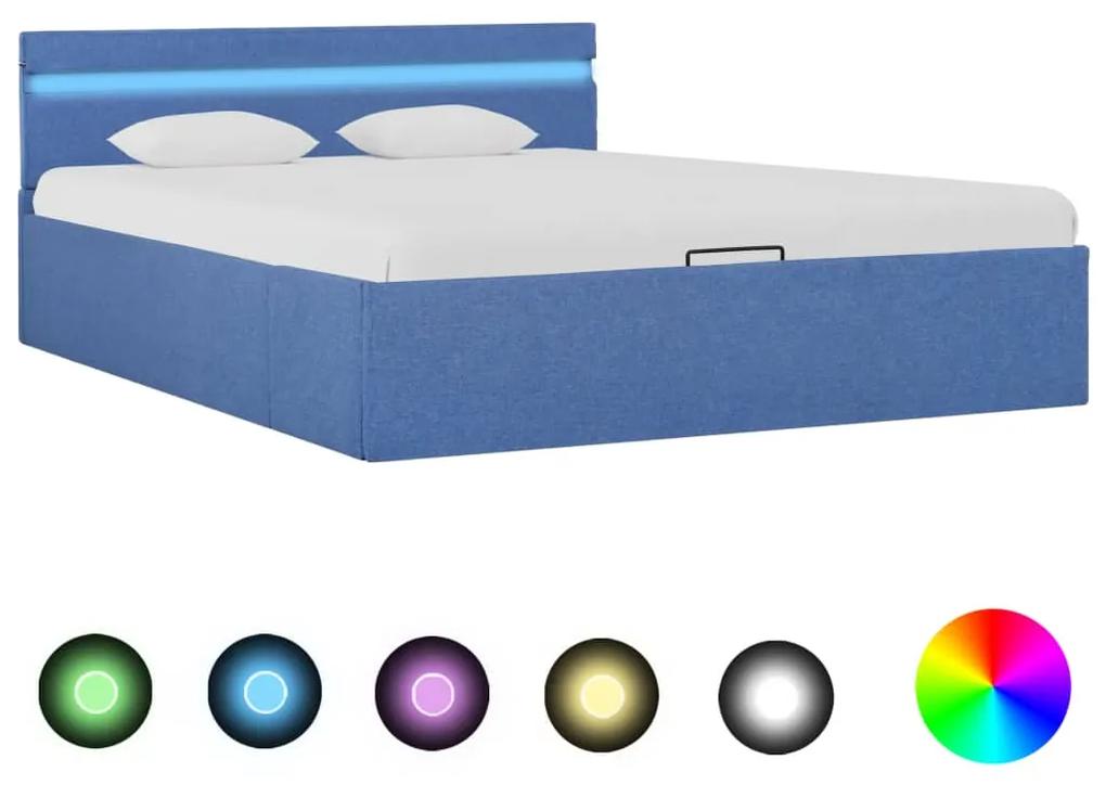 vidaXL Hydraulický posteľný rám+úložný priestor, LED, látka 120x200 cm
