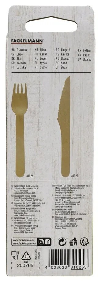 Súprava 30 drevených lyžíc Fackelmann Nature