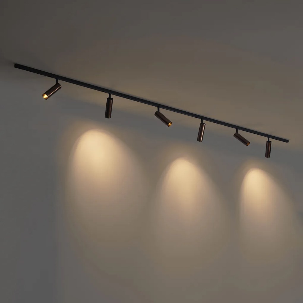 Moderný koľajnicový systém so 6 bodovými svetlami tmavý bronz 1-fázový - Slimline Uzzy
