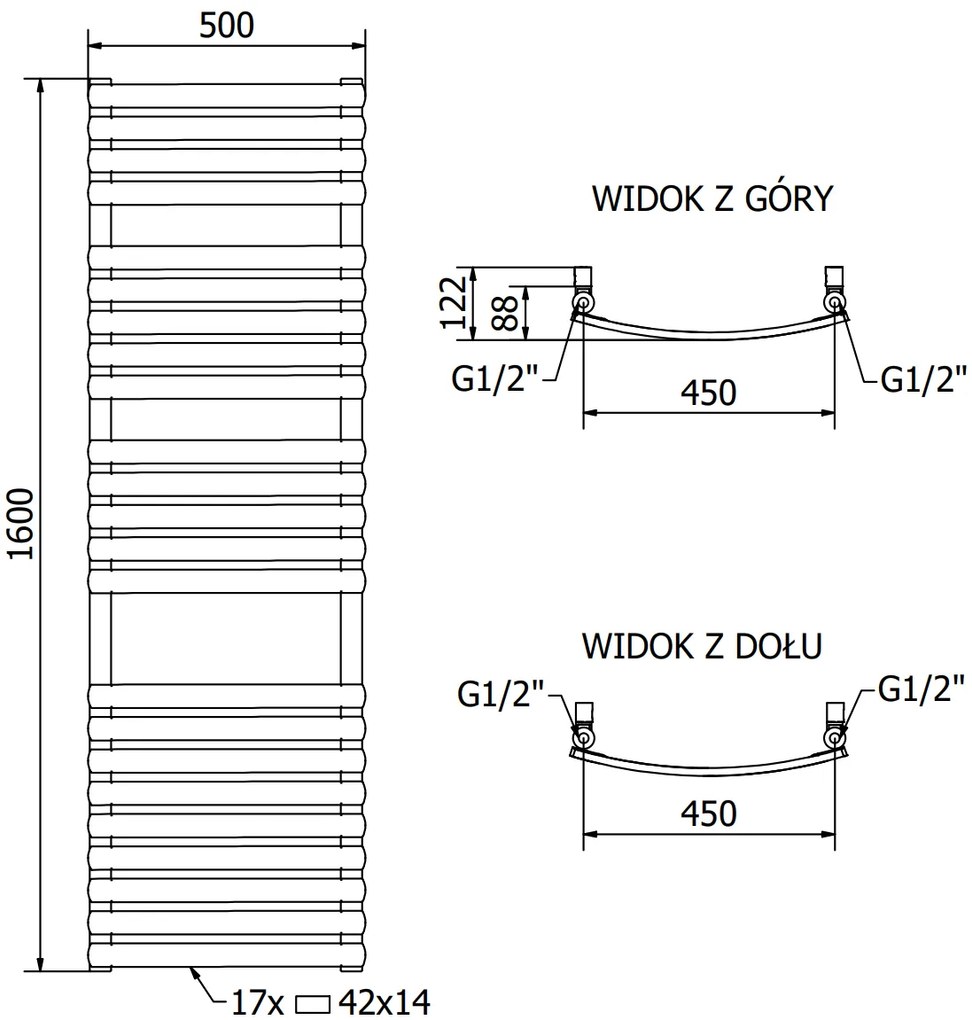 Mexen Bachus, elektrické vykurovacie teleso 1600 x 500 mm, 900 W, antracitová, W109-1600-500-2900-66