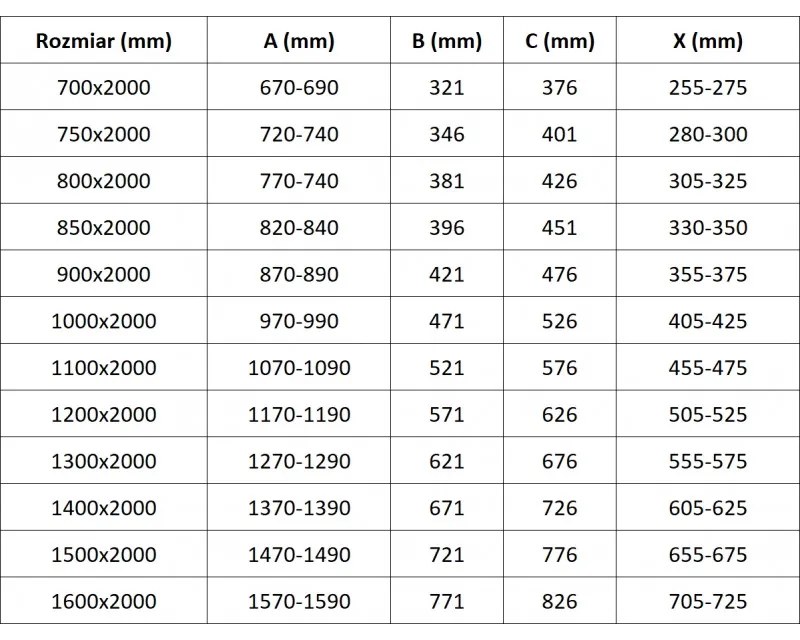 Mexen Velar, posuvné dvere typu Walk-in 70x200 cm, 8mm číre sklo, chrómová, 871-070-000-03-01