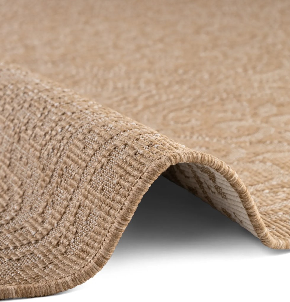 NORTHRUGS, Kusový koberec Duet Rosel 106252 Beige/White kruh - na von aj na doma, 160x160 (priemer) kruh, béžová, chodba / predsieň
