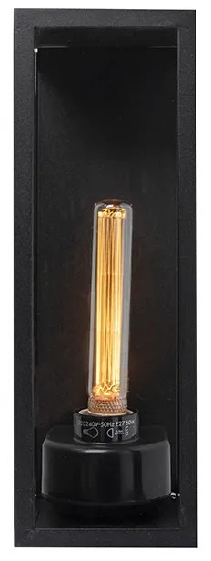 Moderná obdĺžniková vonkajšia nástenná lampa čierna so sklom - Rotterdam Long