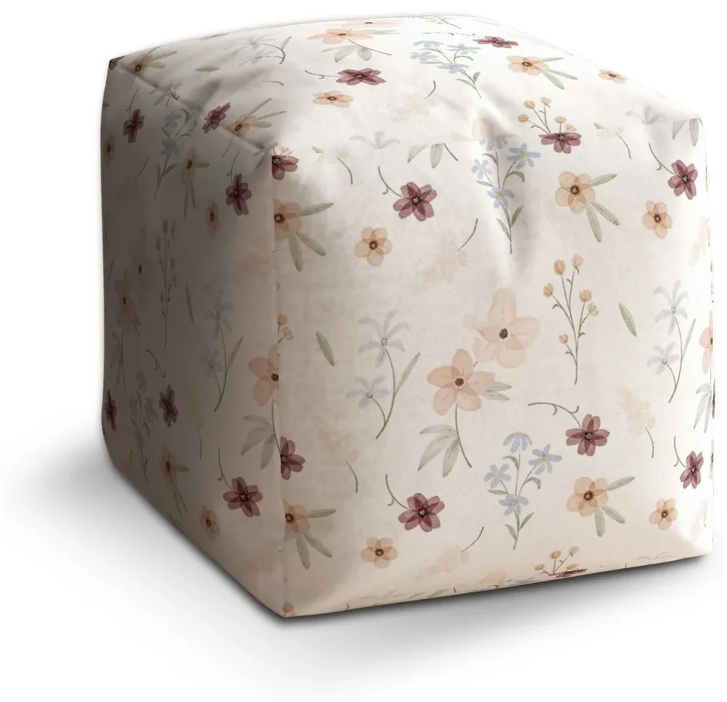 Sablio Taburet Cube Romantické kvety: 40x40x40 cm