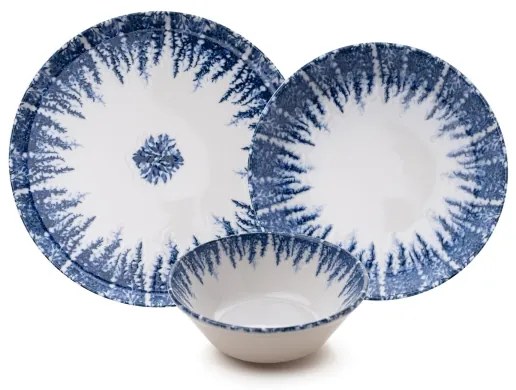 12-dielna jedálenská súprava, biela/modrá, porcelán