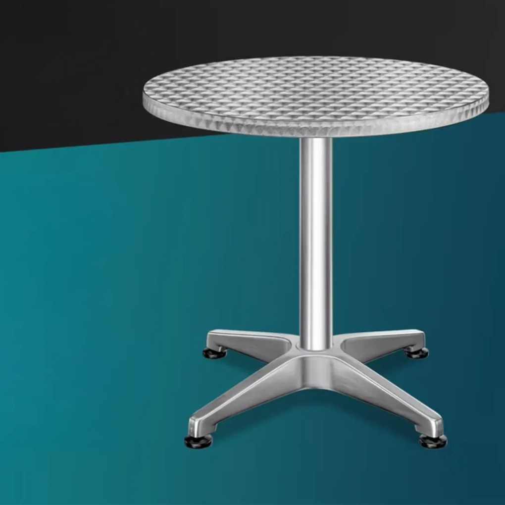 Výškovo nastaviteľný hliníkový barový stôl NERO, Ø60cm, strieborná Casaria