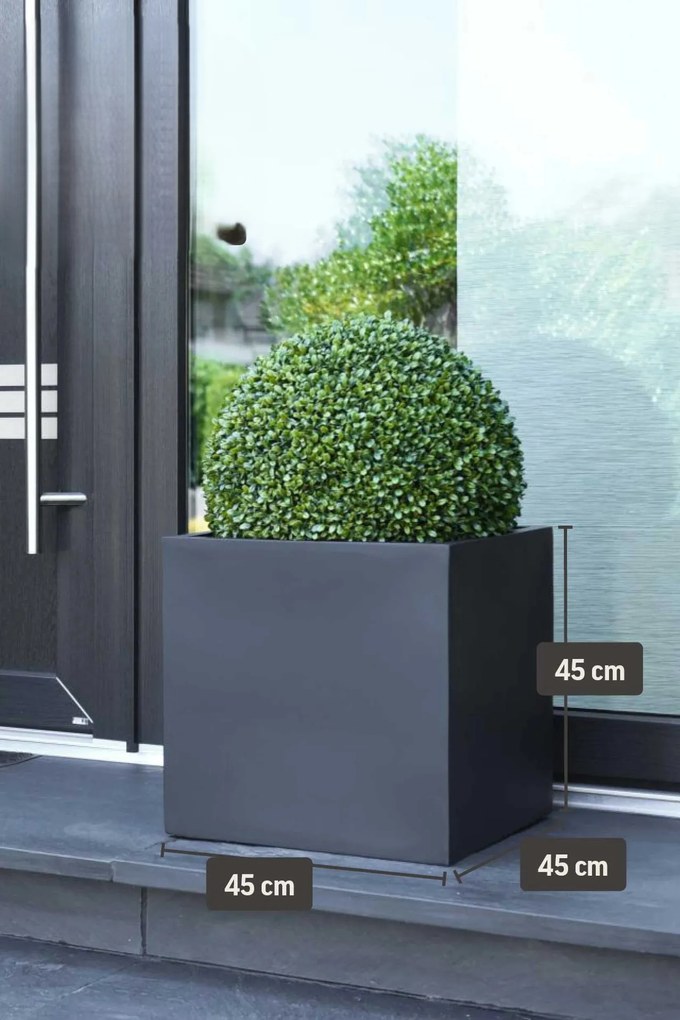 Kvetináč BLOCK, sklolaminát, 45x45x45 cm, antracit