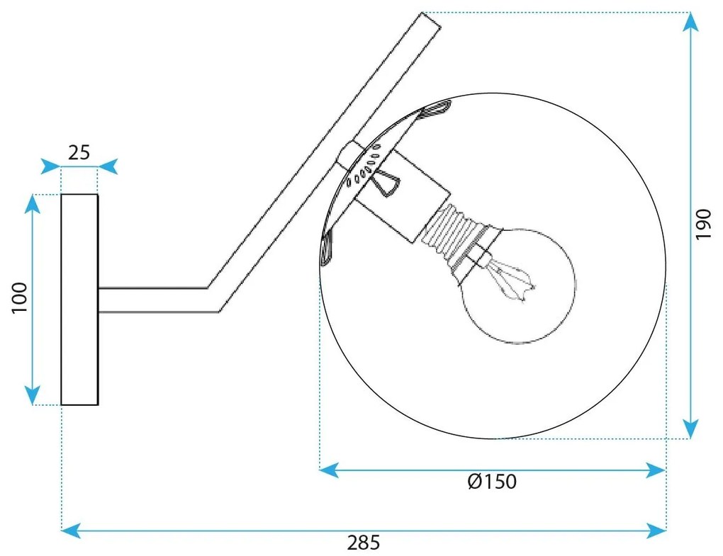 Toolight Toolight, nástenné svietidlo 1xE27, G099-1W, čierna, OSW-09724