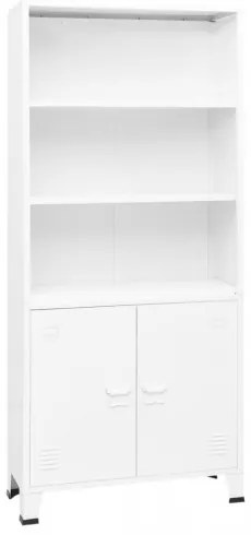 vidaXL Priemyselná knižnica biela 80x32x180 cm oceľová-