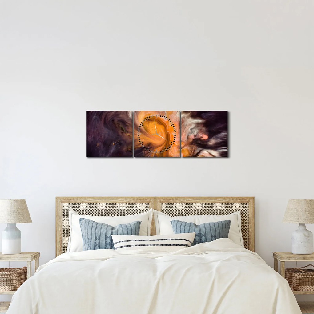 Abstraktné obraz - vesmír (s hodinami) (90x30 cm)