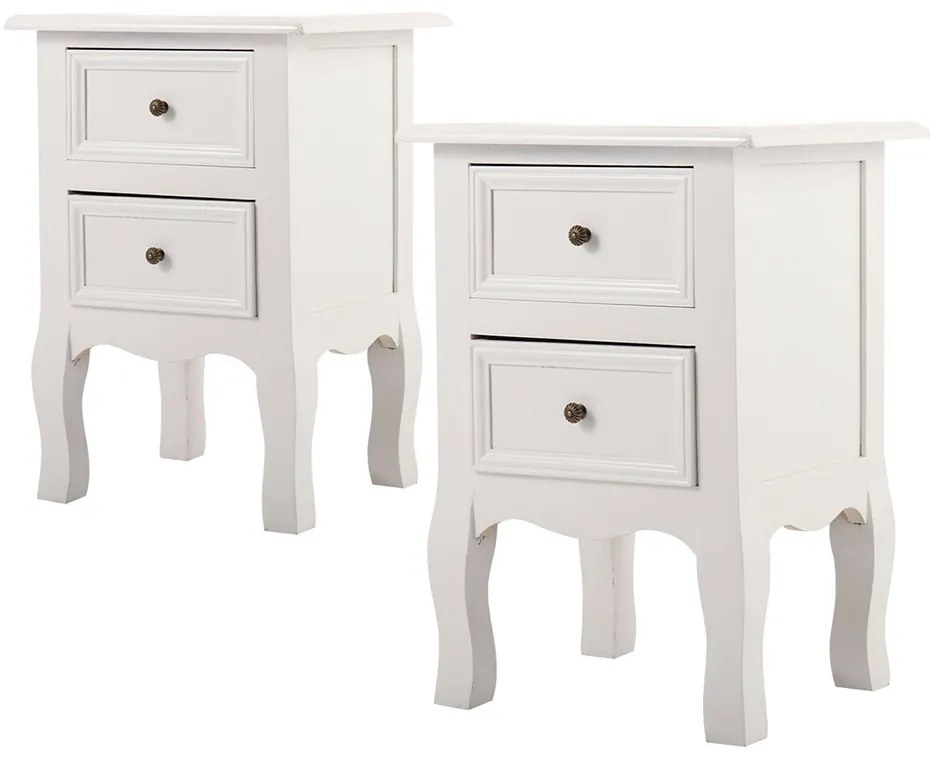 Set 2 nočných stolíkov, biely