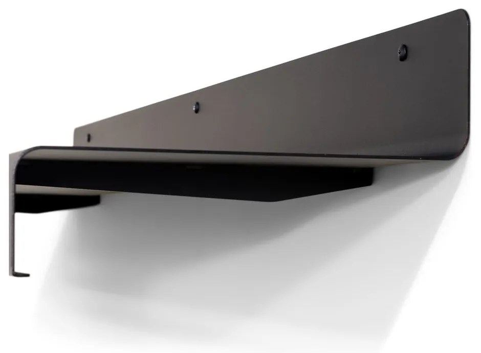 Čierny kovový nástenný vešiak s poličkou 120 cm Sway – Spinder Design