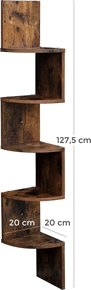 Rohová knižnica Houseland Cora hnedá/čierna