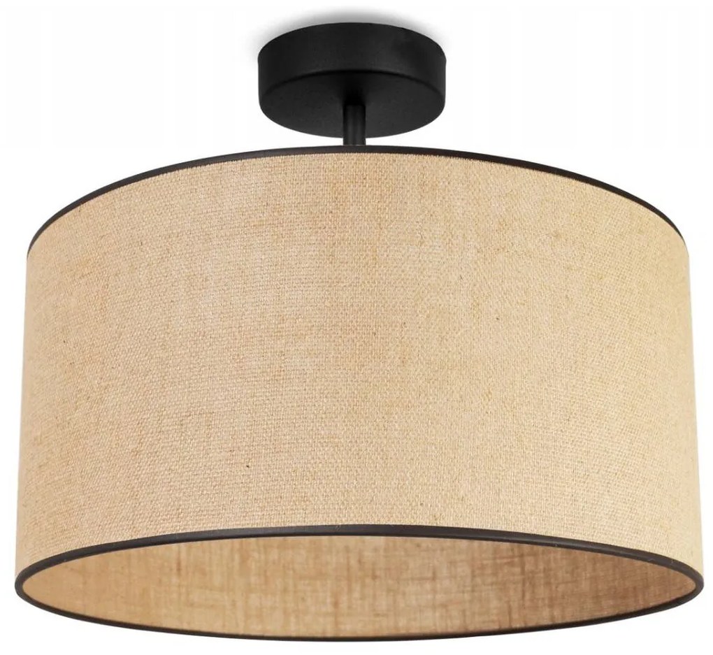 Stropné svietidlo Juta, 1x jutové tienidlo, (výber z 2 farieb konštrukcie), (fi 40cm), bl