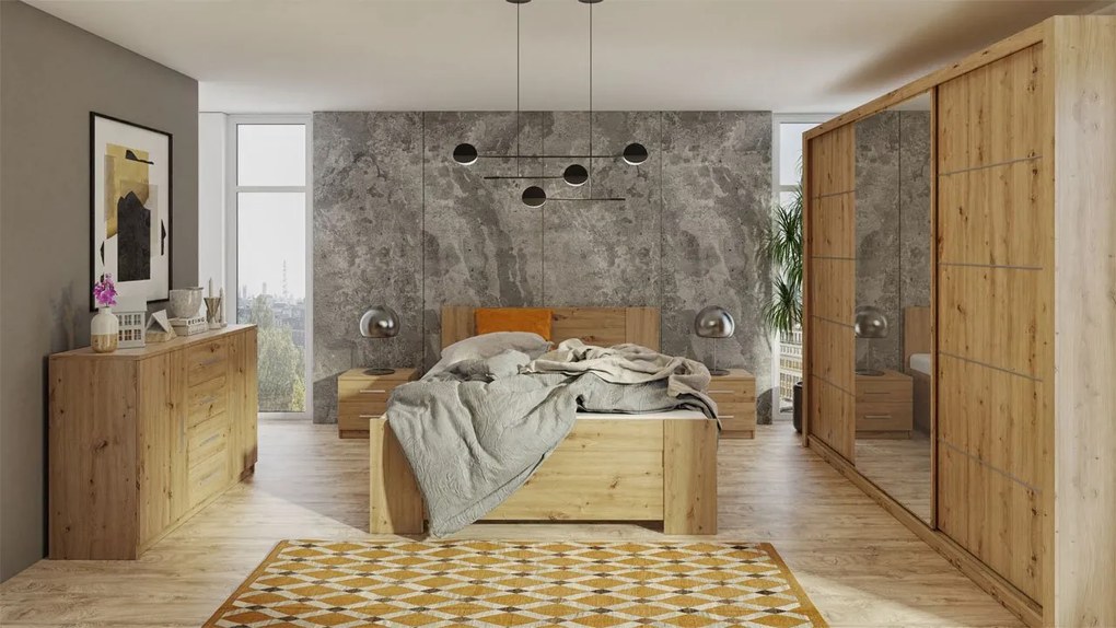 Spálňa Kler IX, Farby: biela / biely + ekokoža soft 011 pik
