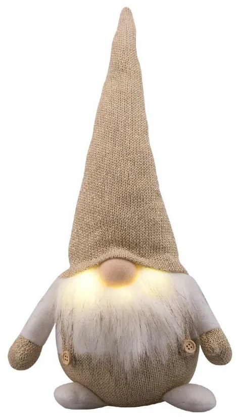 LED svetelná dekorácia LED škriatok, 31 × 17 × 13 cm, biela, zlatá