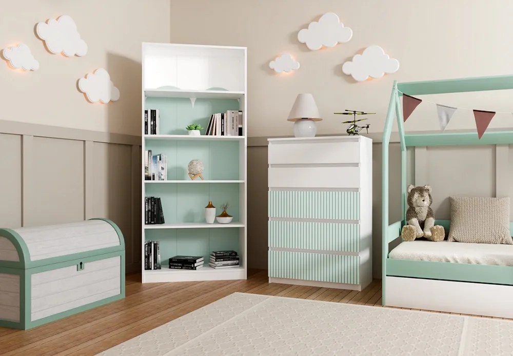 Detská komoda MALWA M5 ARTESO bielo-zelená