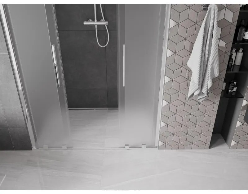 Mexen Velar Duo, posuvné sprchové dvere do otvoru 150 cm, 8mm sklo námraza, chrómová, 871-150-000-32-01