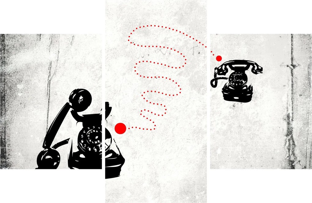 Obraz - Kresba telefónu na štýl Banksyho (90x60 cm)
