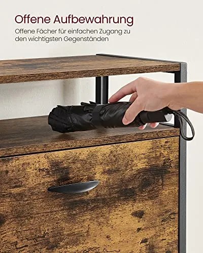 Vyklápací botník, 3 zásuvky,čierna, tmavo-hnedá farba, 130x60x30cm