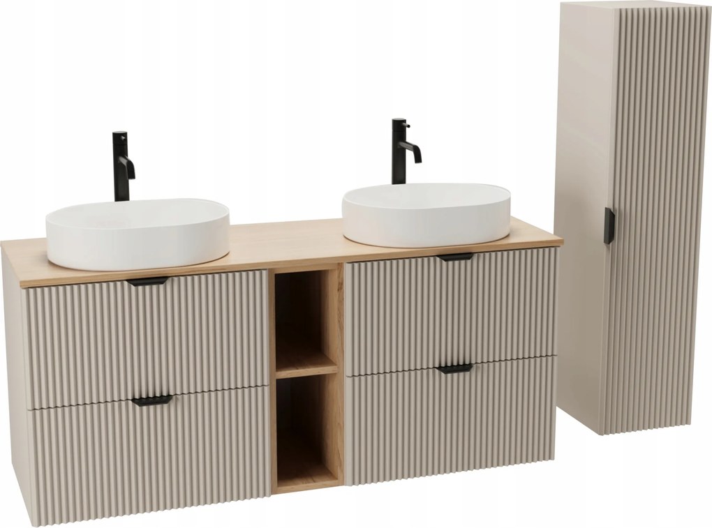 Sada: Skriňa s regálom 140 cm a stĺpikom Kašmír/Orech, regál Willy