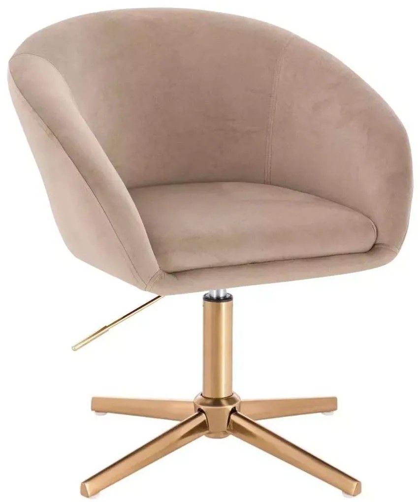 LuxuryForm DESIGN Stolička VENICE VELUR na zlatom kríži - latte