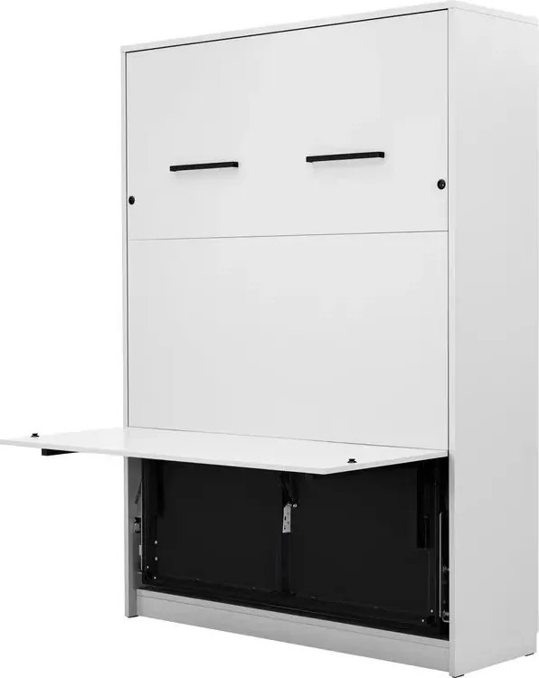 Vertikálna sklápacia posteľ Genius 140x200 s písacím stolom - biely mat