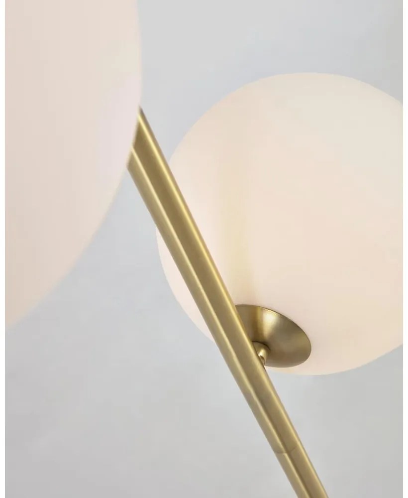 Stojacia lampa v zeleno-zlatej farbe so skleneným tienidlom (výška 161 cm) Lonela - Kave Home