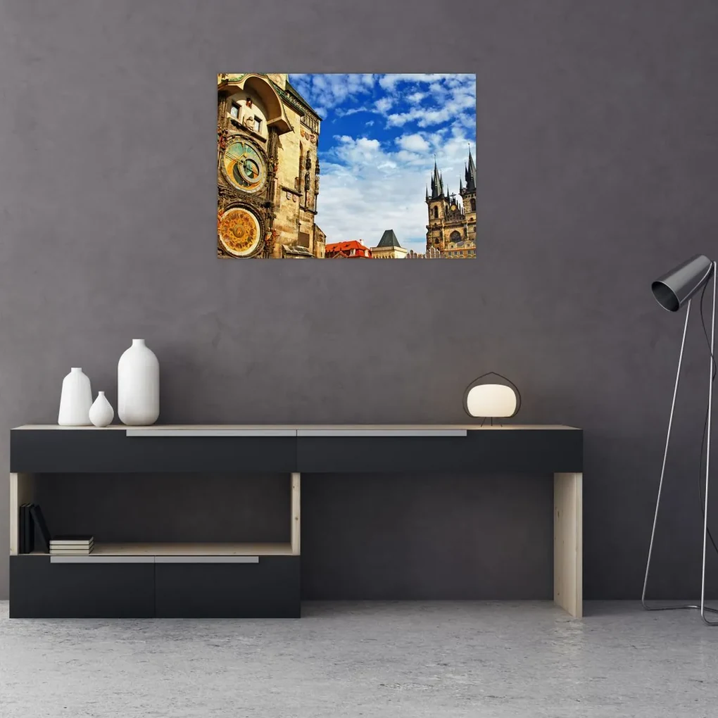 Sklenený obraz - Pražský orloj (70x50 cm)